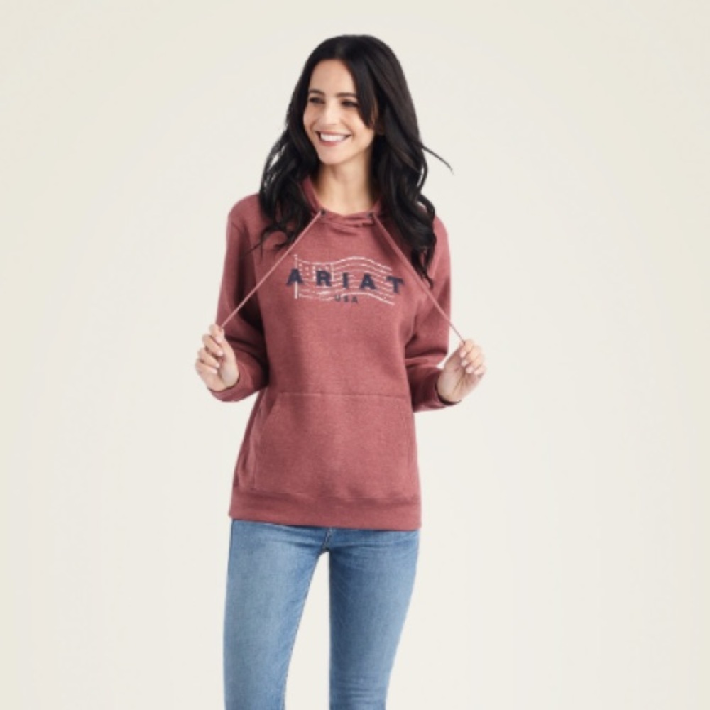 Womens Ariat real hoodie Maroon western country comfy causal size medium USA​
